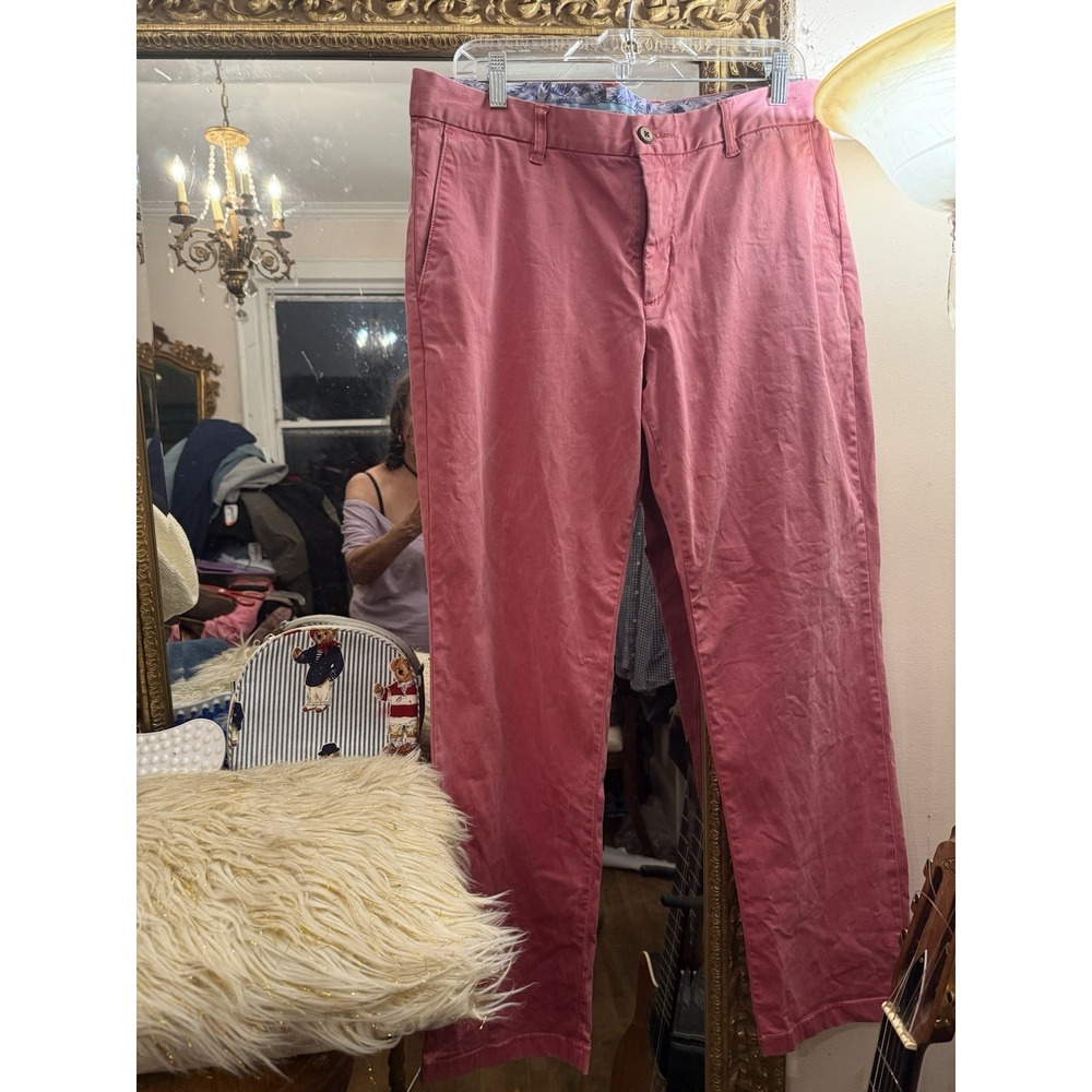 Tommy Bahama Borocay Coral Pink Chino Pants 34x32 Straight Prep Luxury - Picture 2 of 16